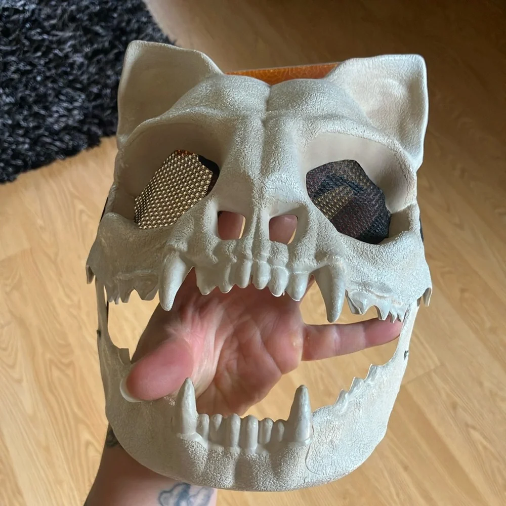 White and Black Face Mask with Skull Design